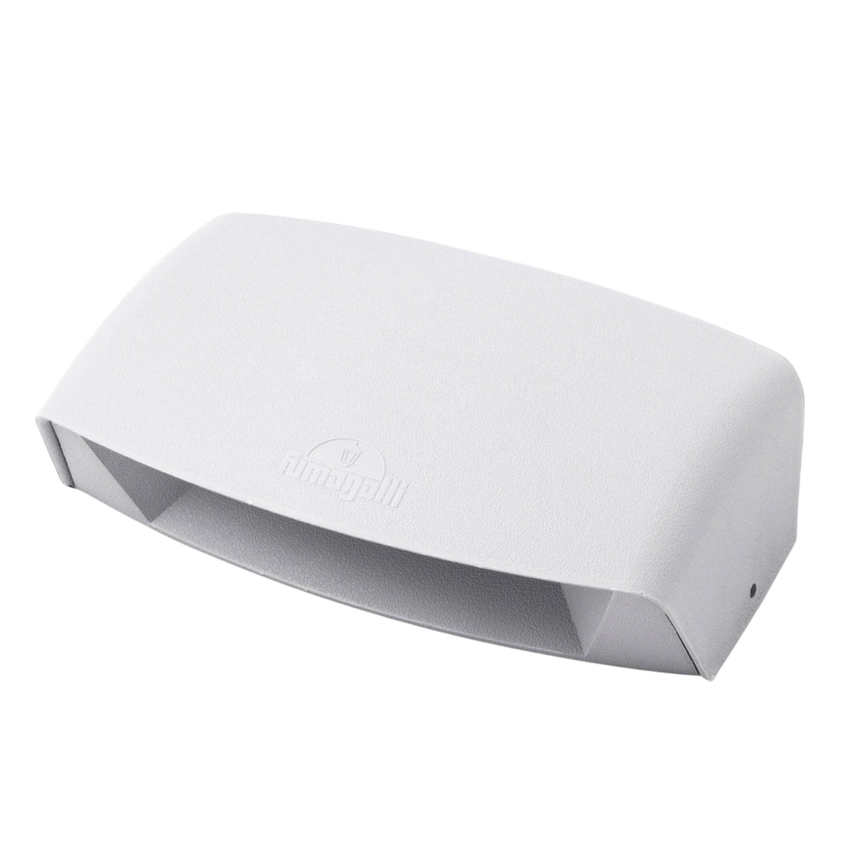 White rectangular light fixture on a white background.
