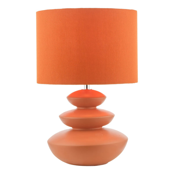 Discus Ceramic Table Lamp In Orange With Orange Cotton Shade
