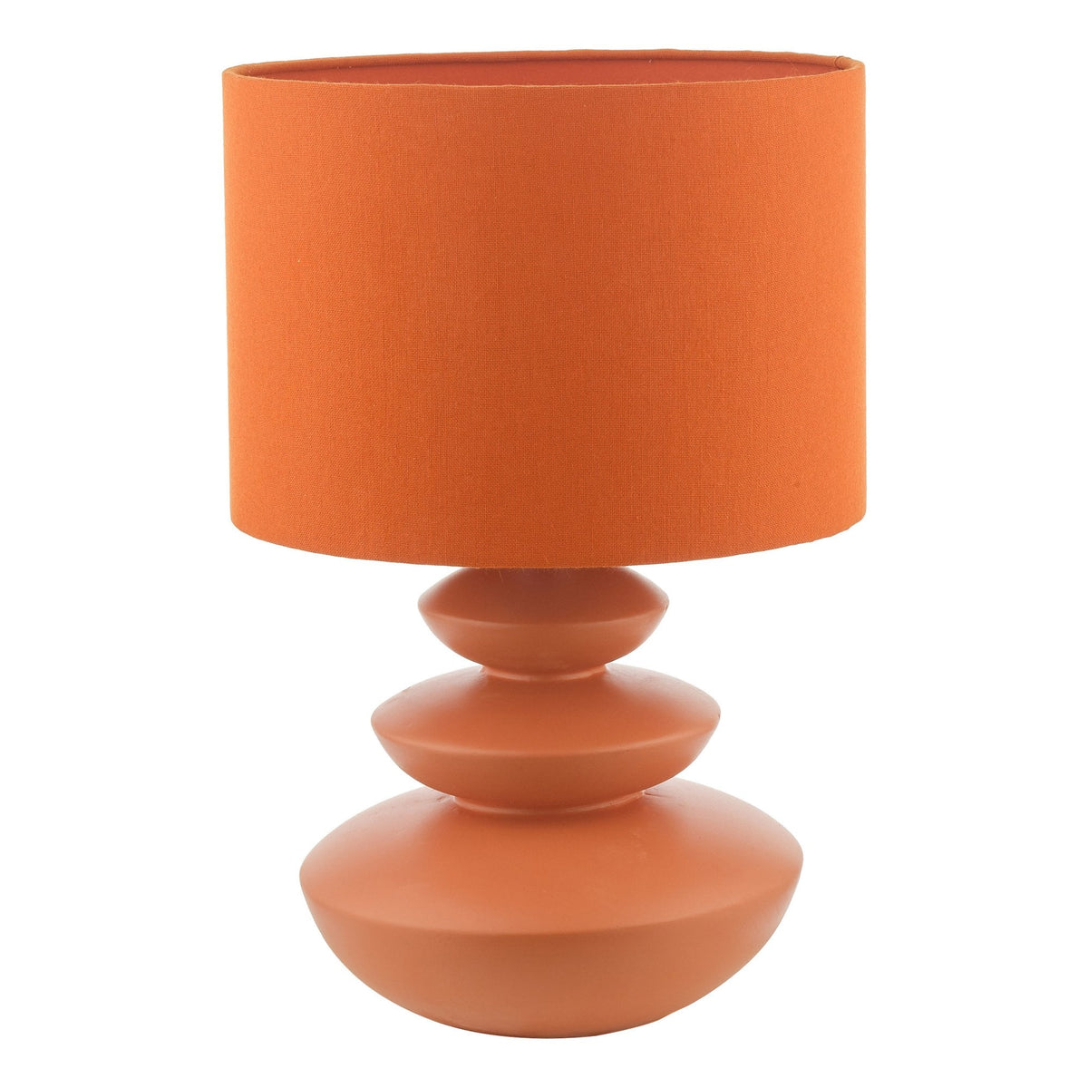 Discus Ceramic Table Lamp In Orange With Orange Cotton Shade