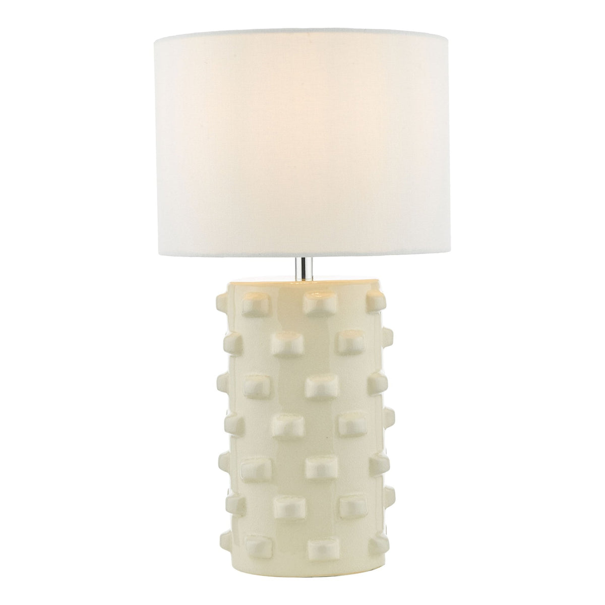 Georgina Ceramic Table Lamp In White With Ivory Linen Shade