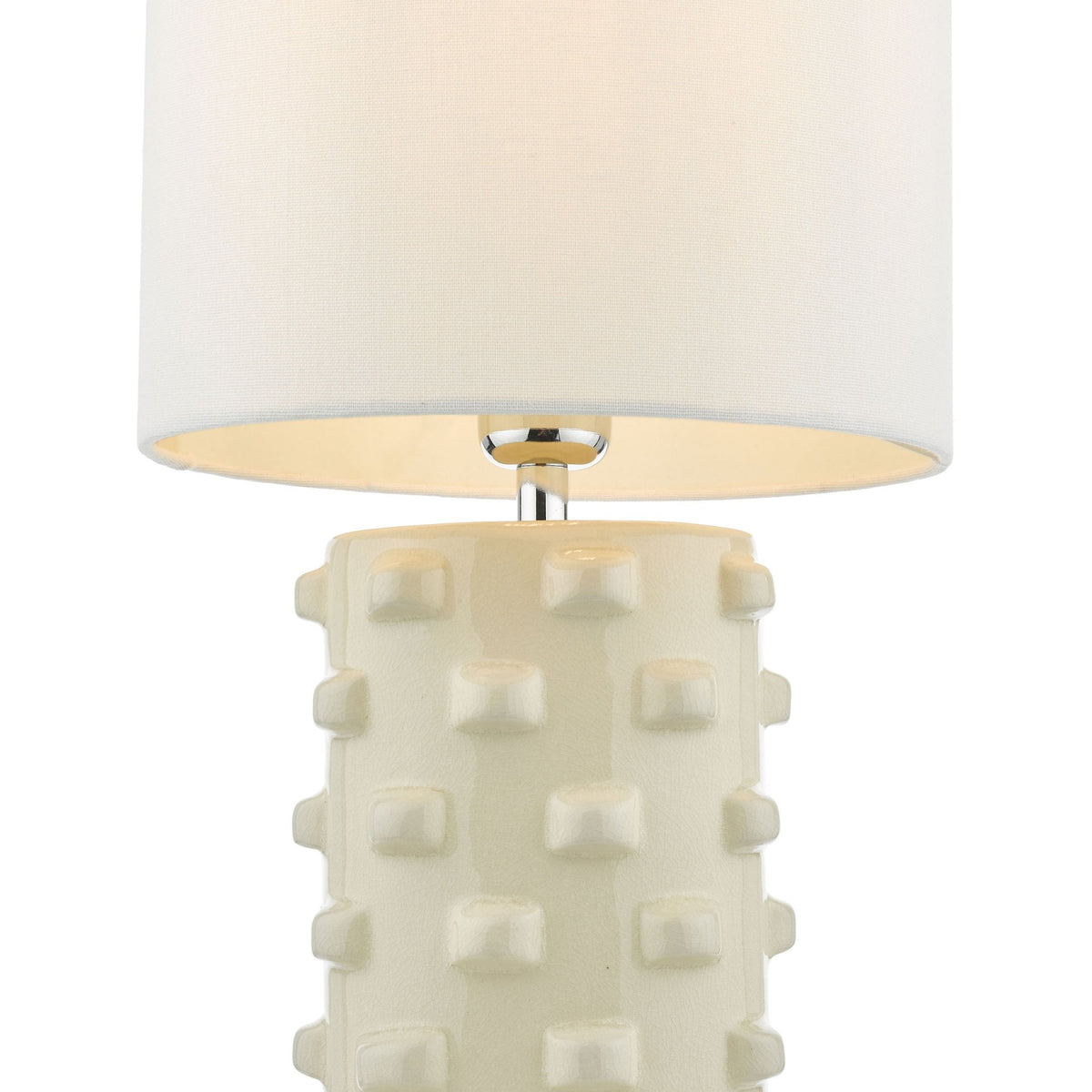 Georgina Ceramic Table Lamp In White With Ivory Linen Shade