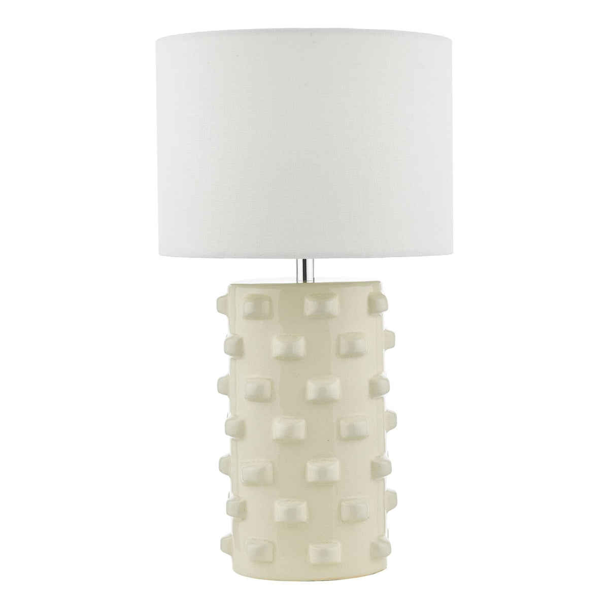 Georgina Ceramic Table Lamp In White With Ivory Linen Shade