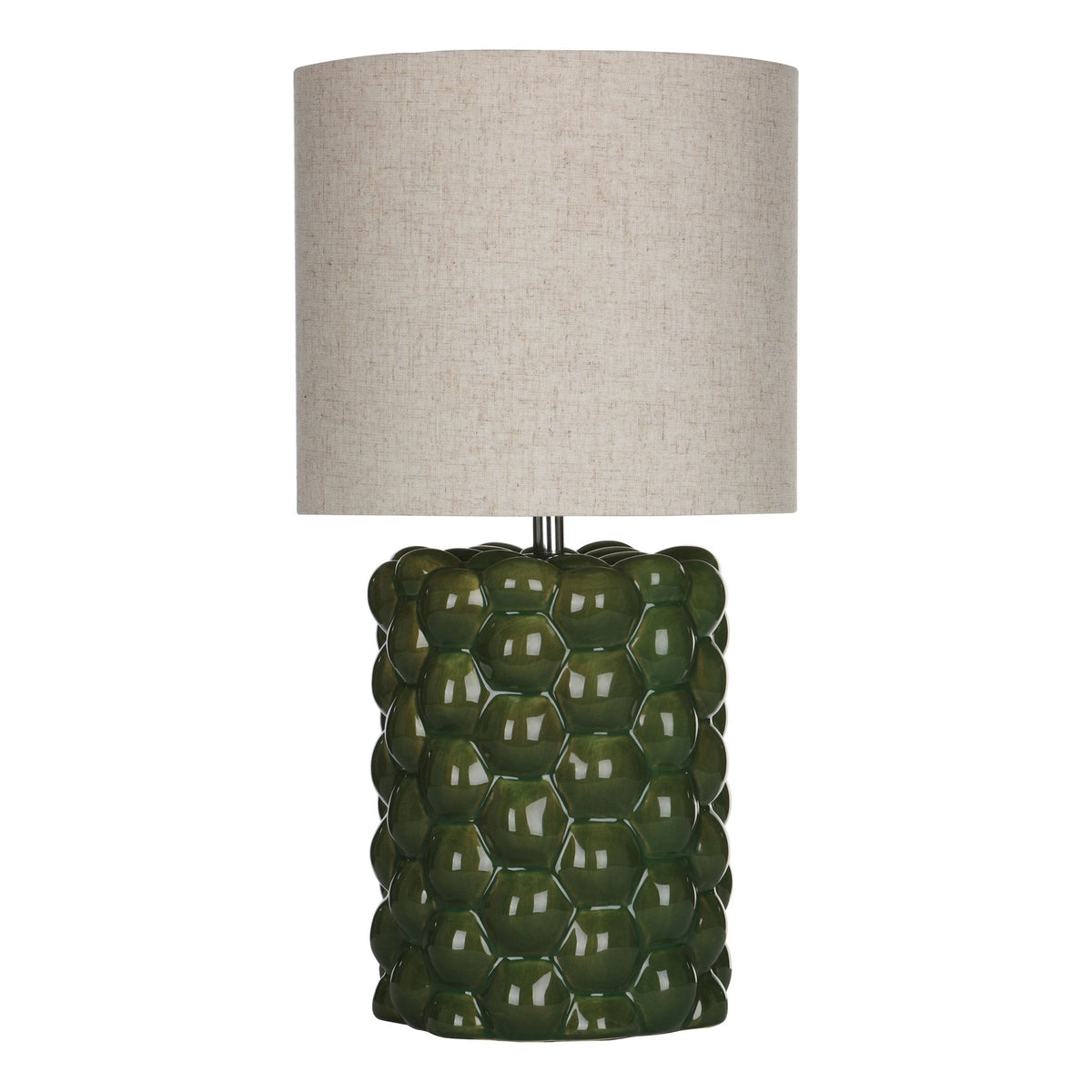 Jayden Ceramic Table Lamp In Green With Natural Linen Shade