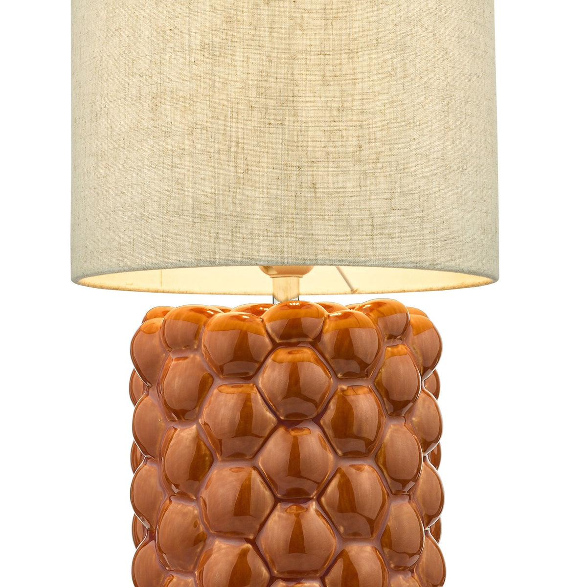 Jayden Ceramic Table Lamp In Orange With Natural Linen Shade