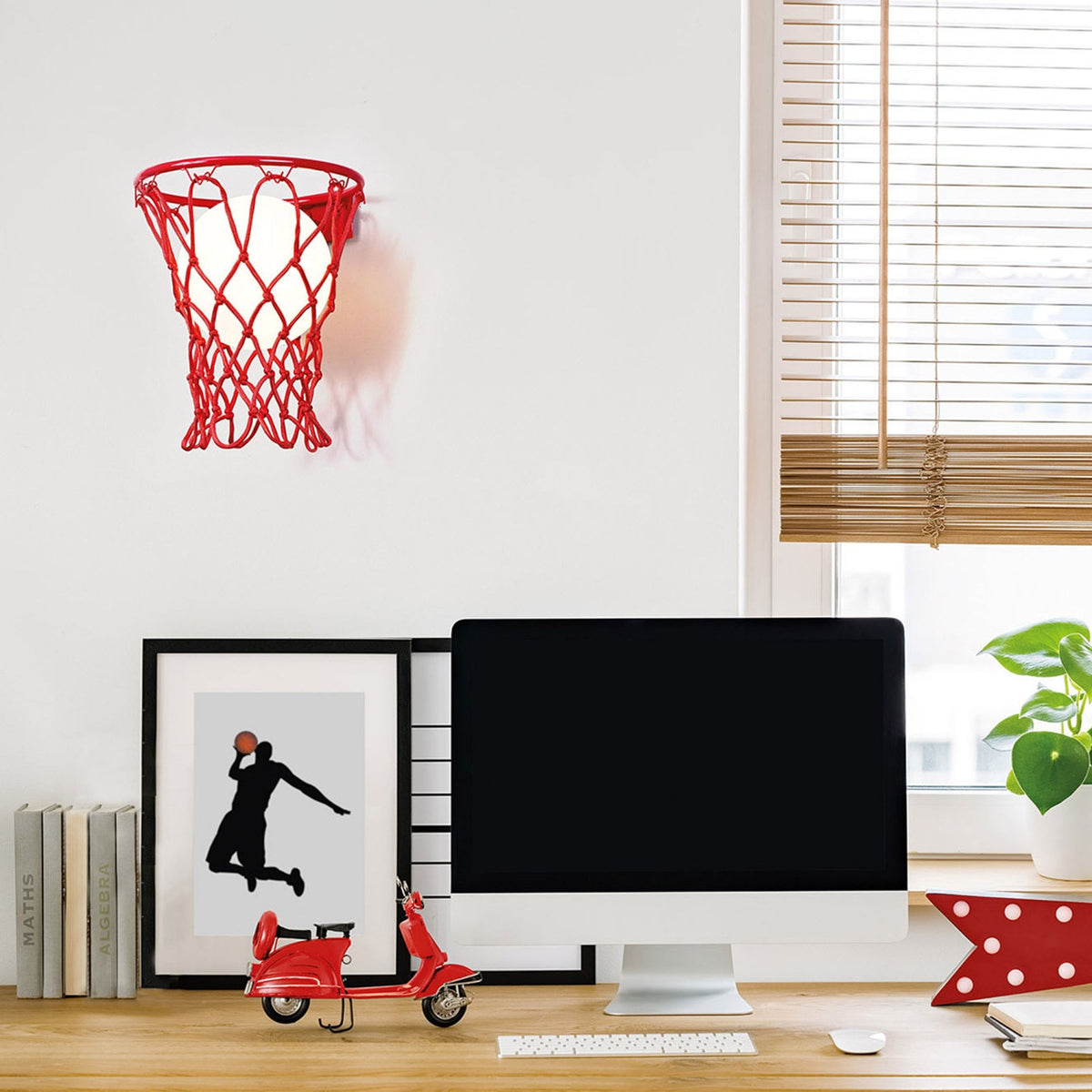 Basketball Wall Light in Matt Red