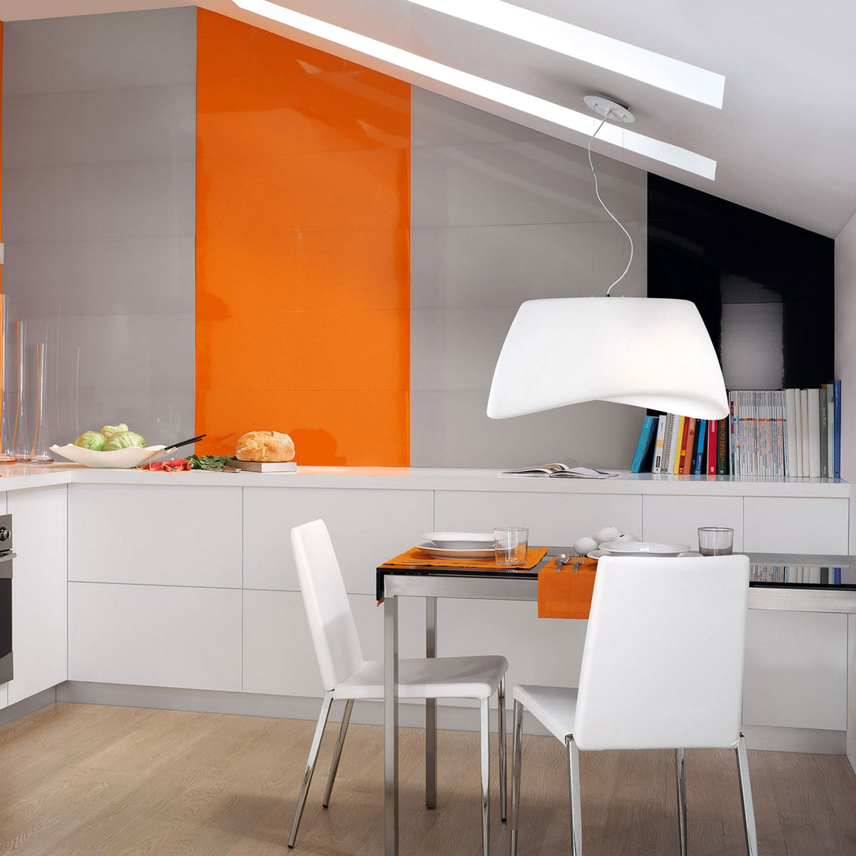 Cool 2 Light Indoor/Outdoor IP44 Oval Pendant in Opal White