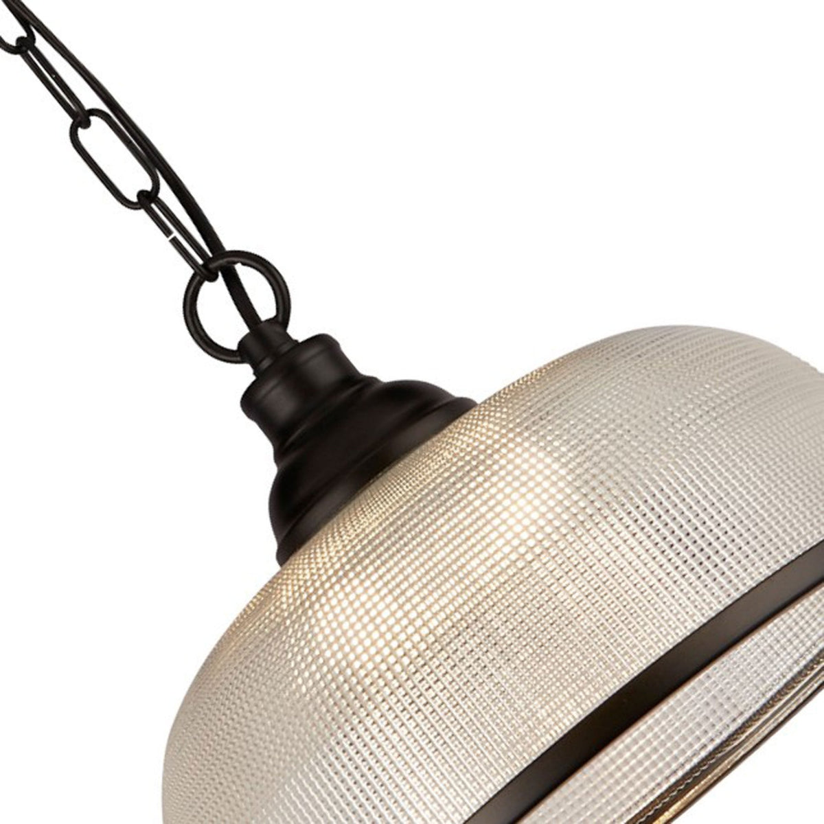 Highworth Pendant In Matt Black With Holophane Glass Shade