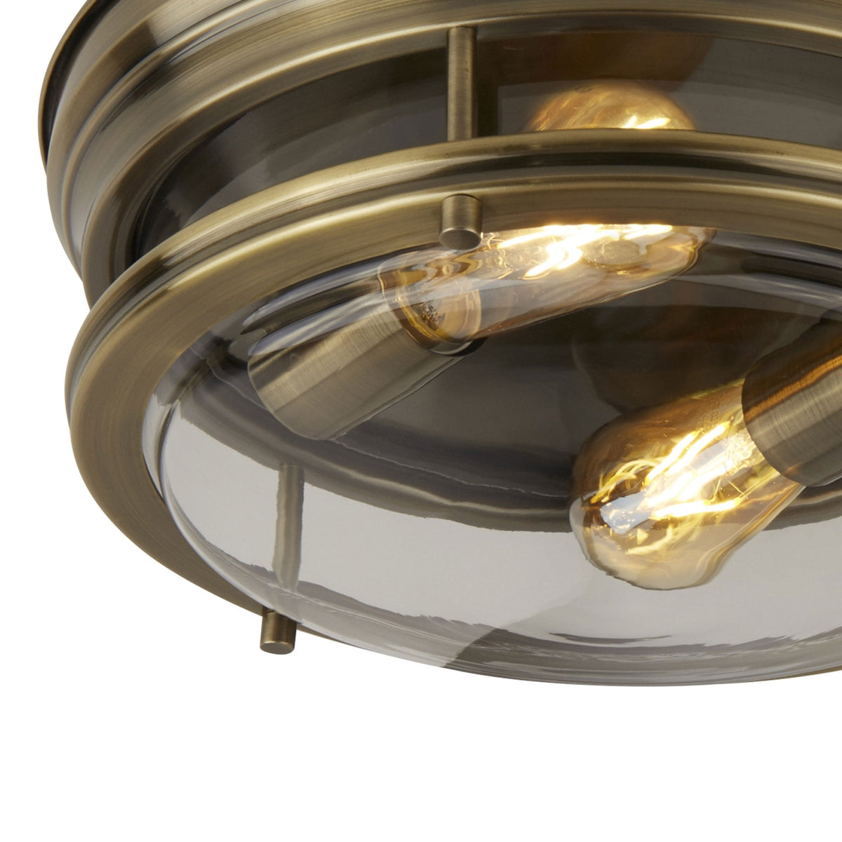 Glasgow IP44 Ceiling Light In Antique Brass