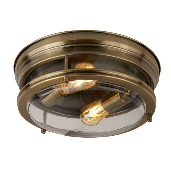 Glasgow IP44 Ceiling Light In Antique Brass