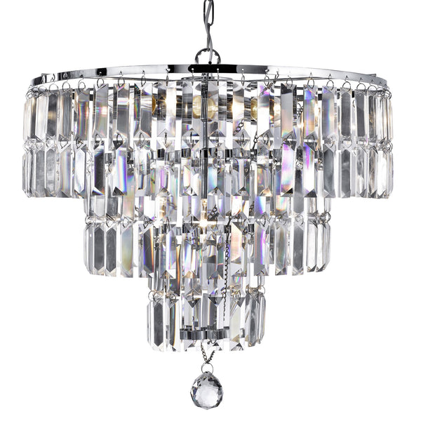 Empire 5 Light Chandelier In Polished Chrome & Clear Crystal