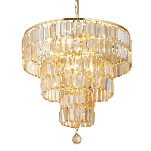 Empire 5 Light Chandelier In Satin Brass & Champagne Crystal