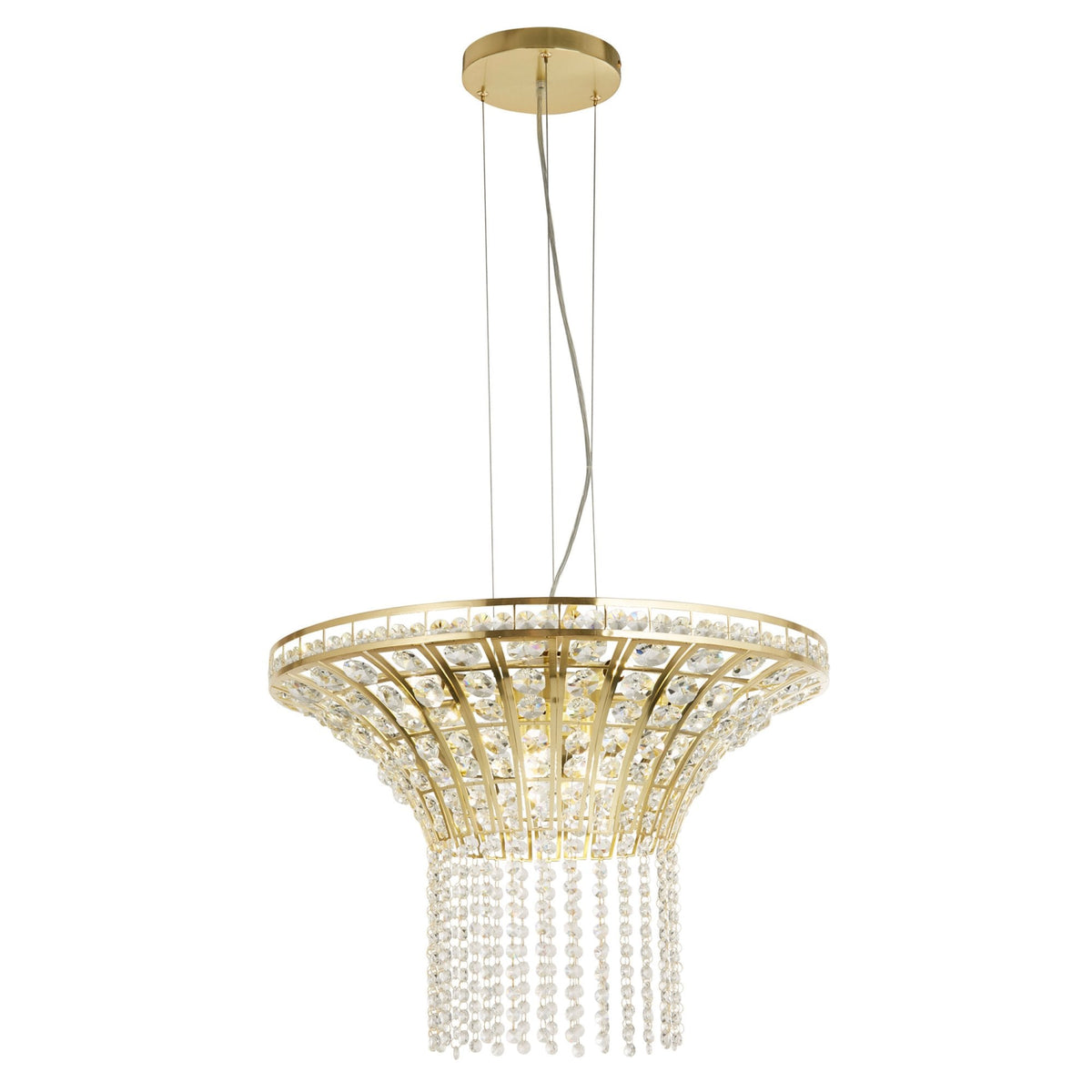 Gemma 8 Light Pendant In Satin Brass & Clear Crystal