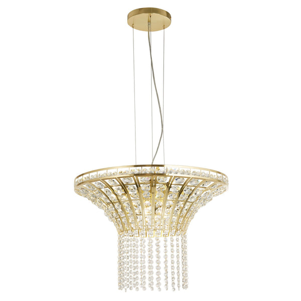 Gemma 8 Light Pendant In Satin Brass & Clear Crystal