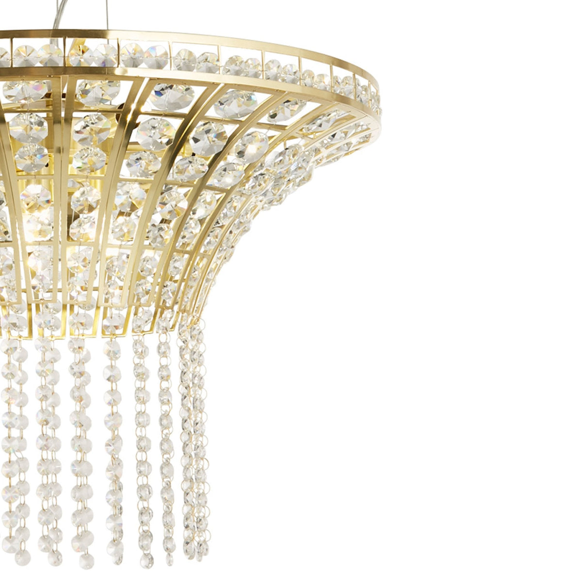 Gemma 8 Light Pendant In Satin Brass & Clear Crystal