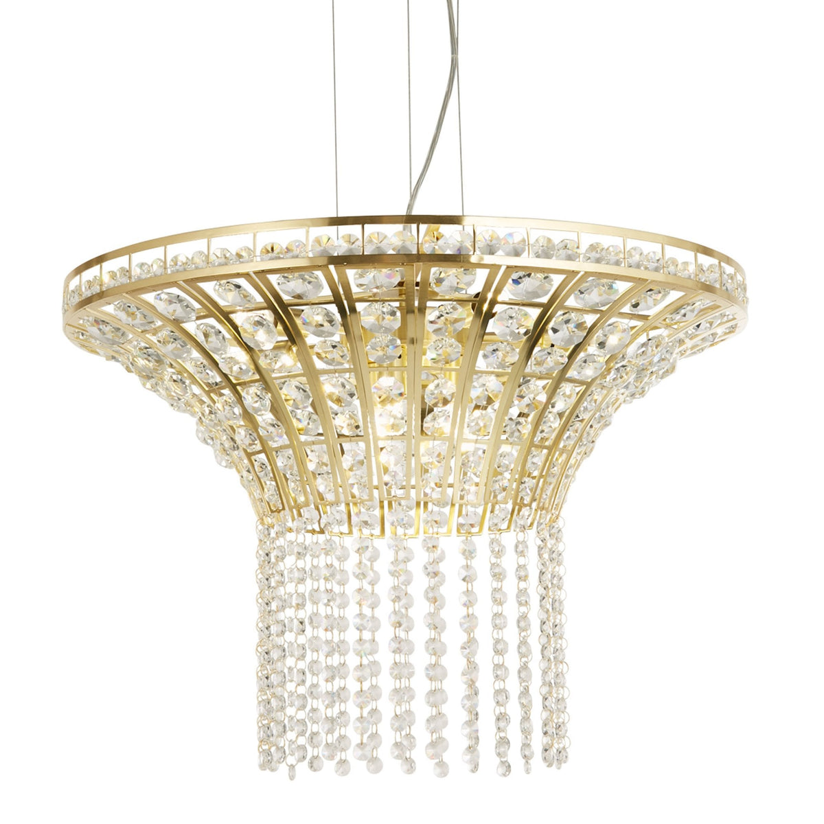 Gemma 8 Light Pendant In Satin Brass & Clear Crystal