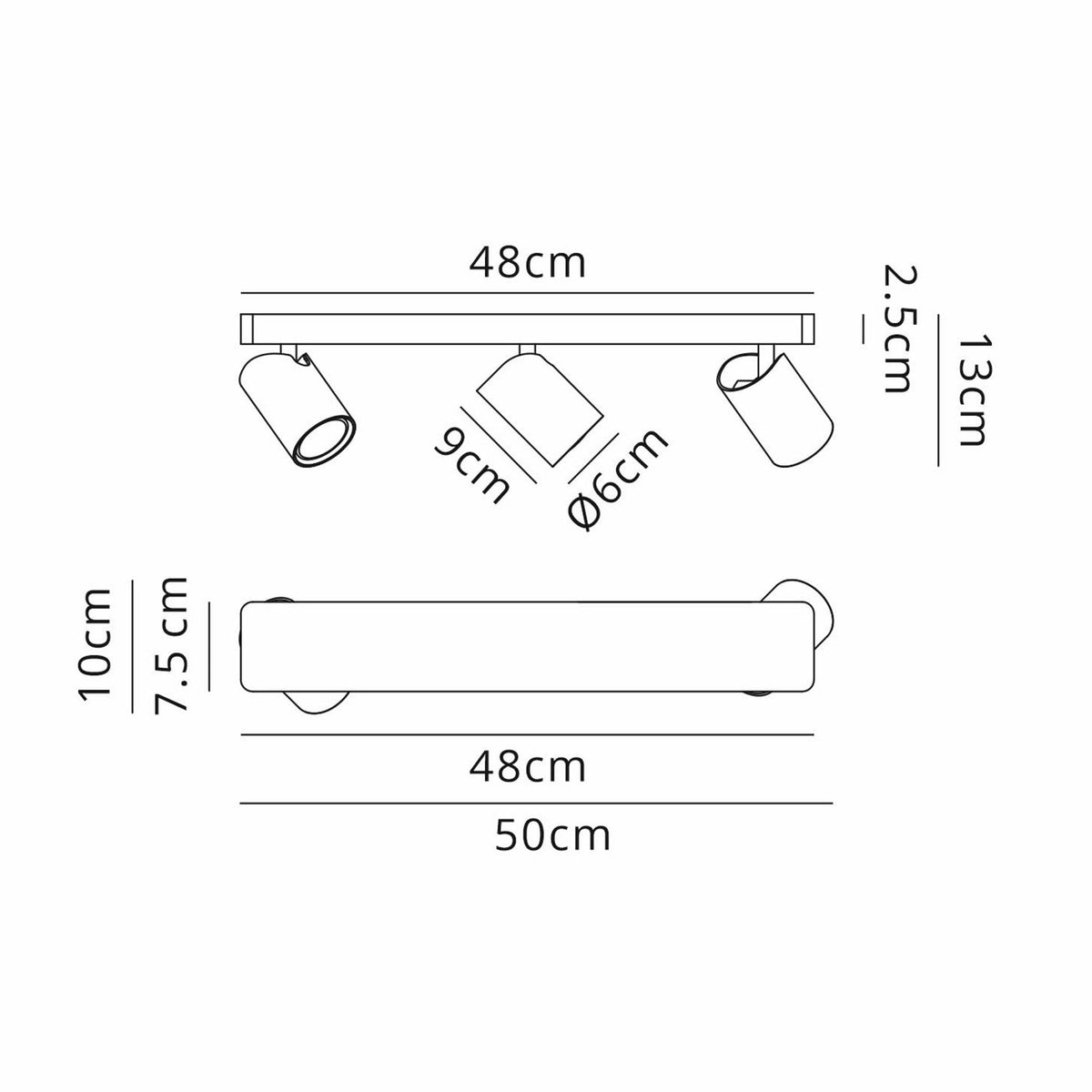 Sal Linear Three Light Bar Spotlight in Matt Black and Satin Gold