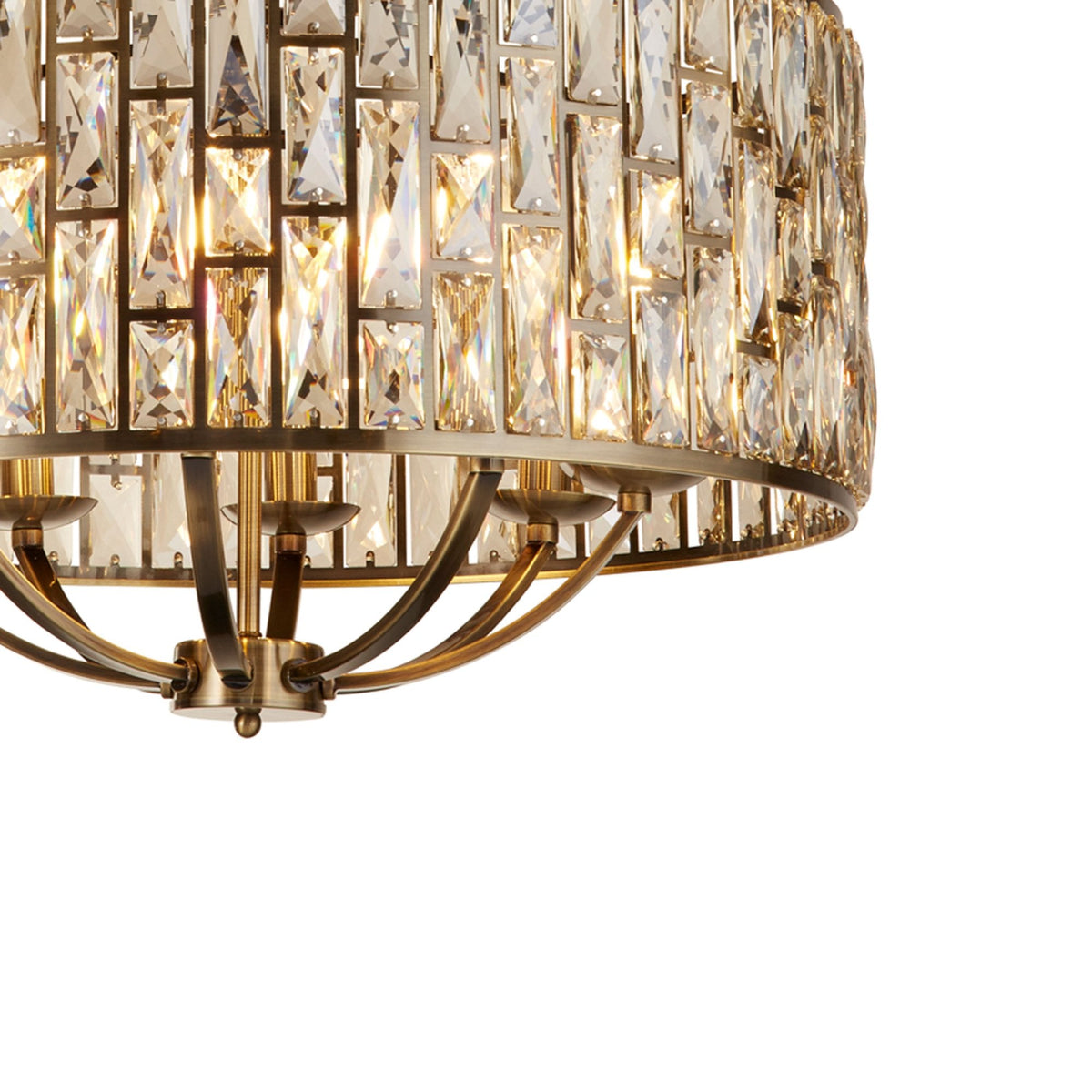 Bijou 8 Light Pendant In Antique Brass With Champagne Crystal Glass