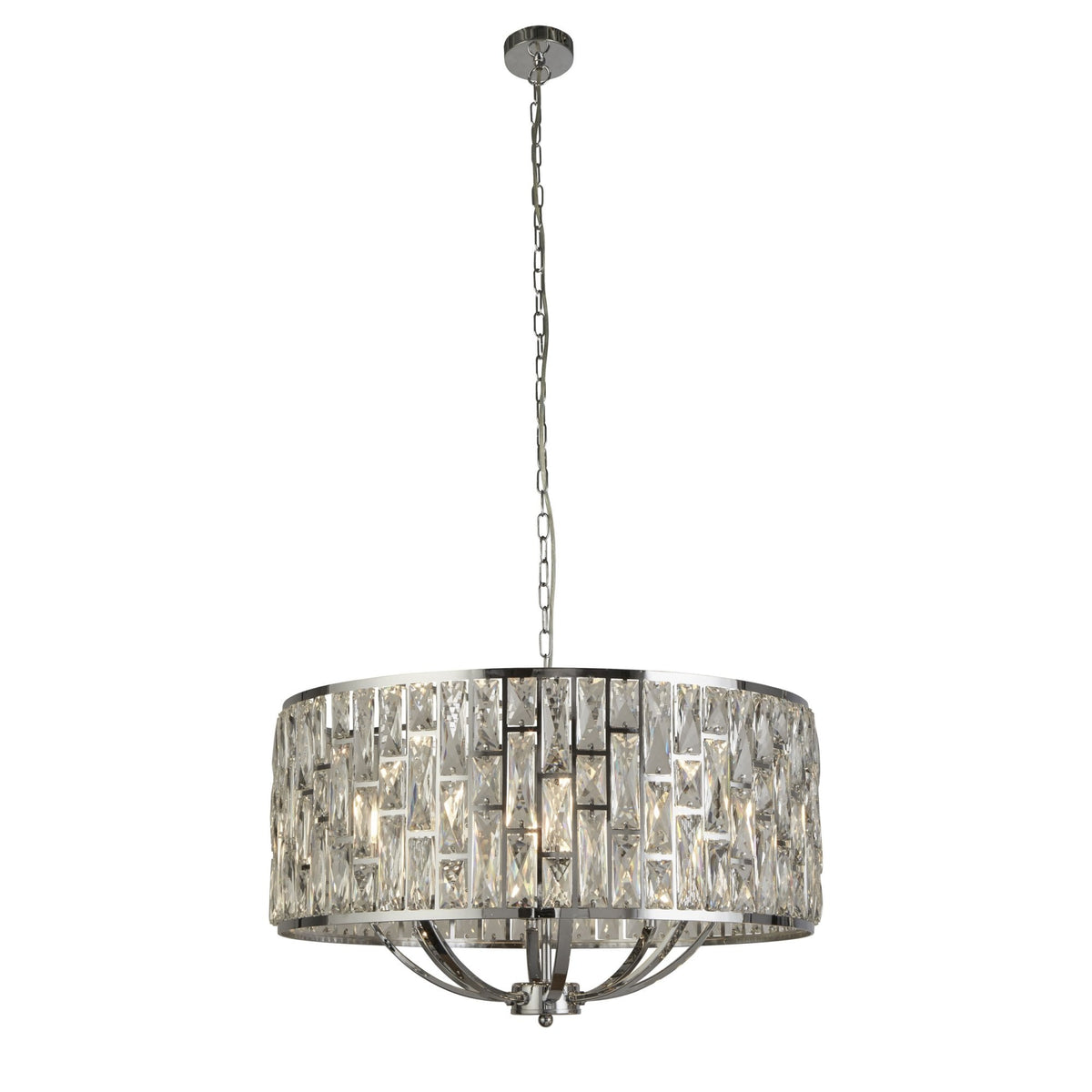 Bijou 8 Light Pendant In Polished Chrome With Clear Crystal Glass