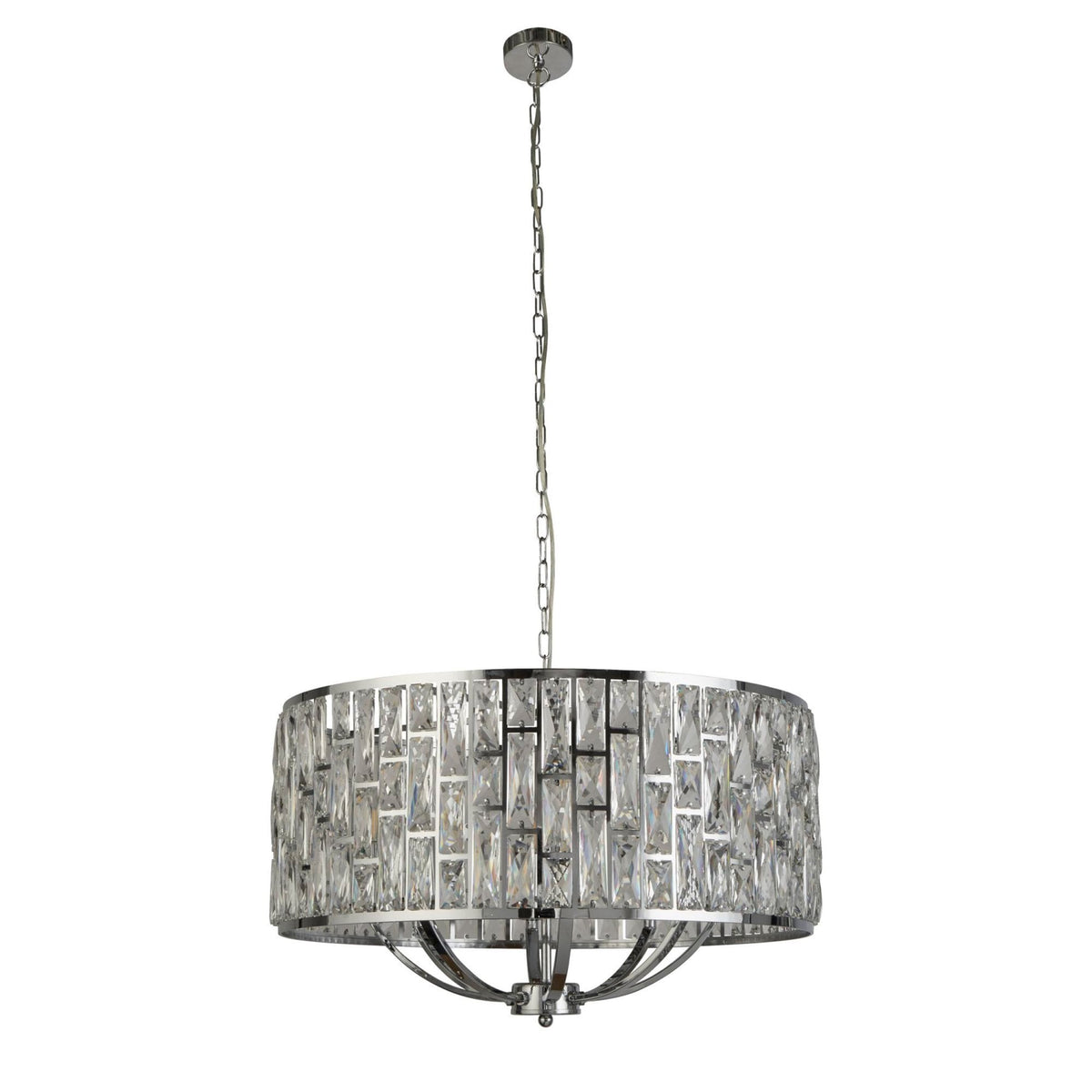 Bijou 8 Light Pendant In Polished Chrome With Clear Crystal Glass