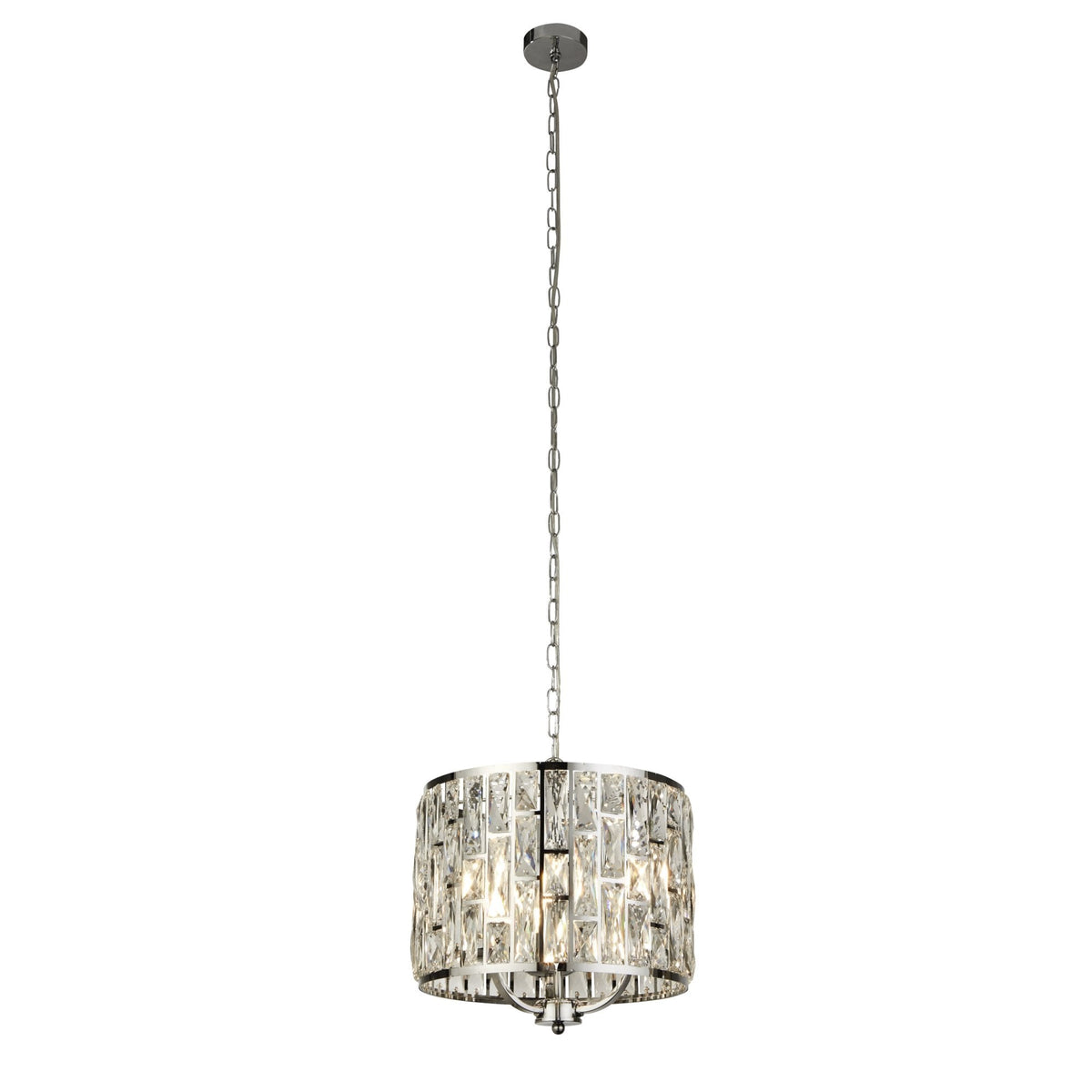 Bijou 3 Light Pendant In Polished Chrome With Clear Crystal Glass