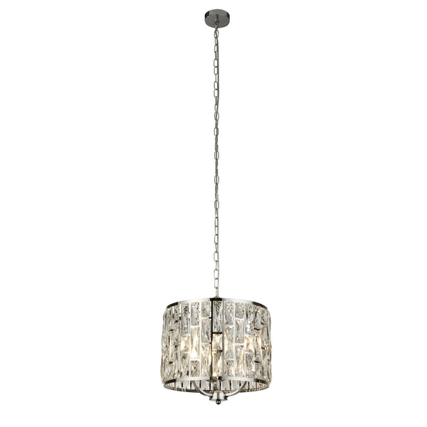 Bijou 3 Light Pendant In Polished Chrome With Clear Crystal Glass