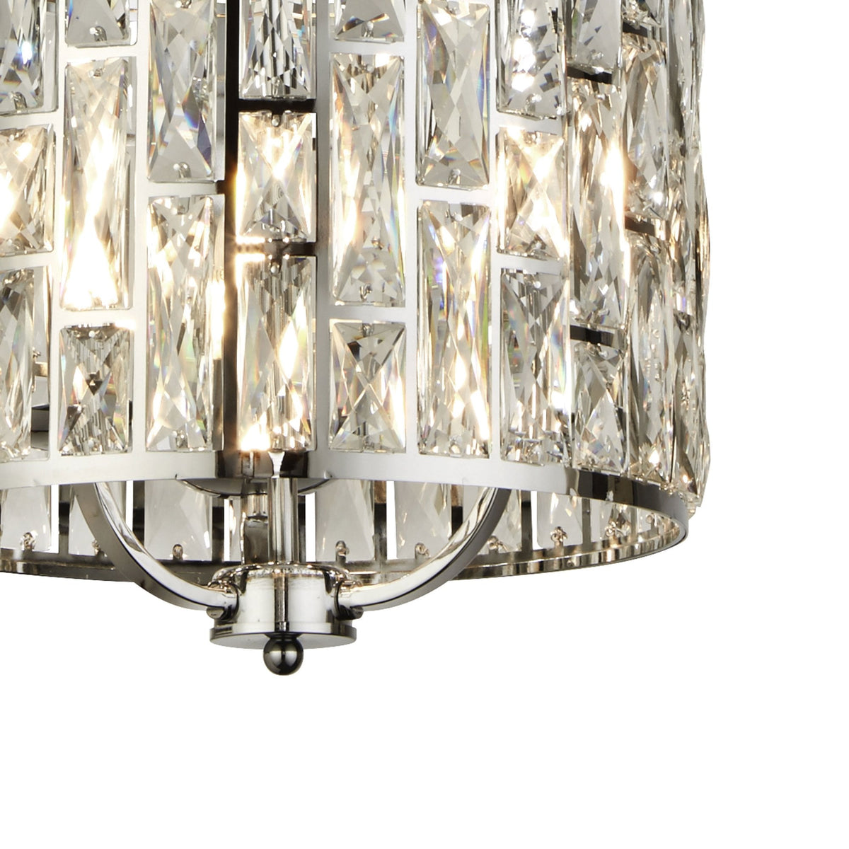 Bijou 3 Light Pendant In Polished Chrome With Clear Crystal Glass