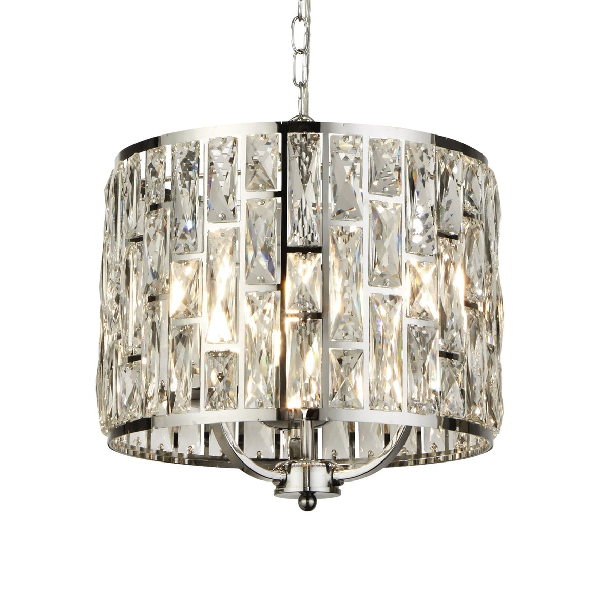 Bijou 3 Light Pendant In Polished Chrome With Clear Crystal Glass