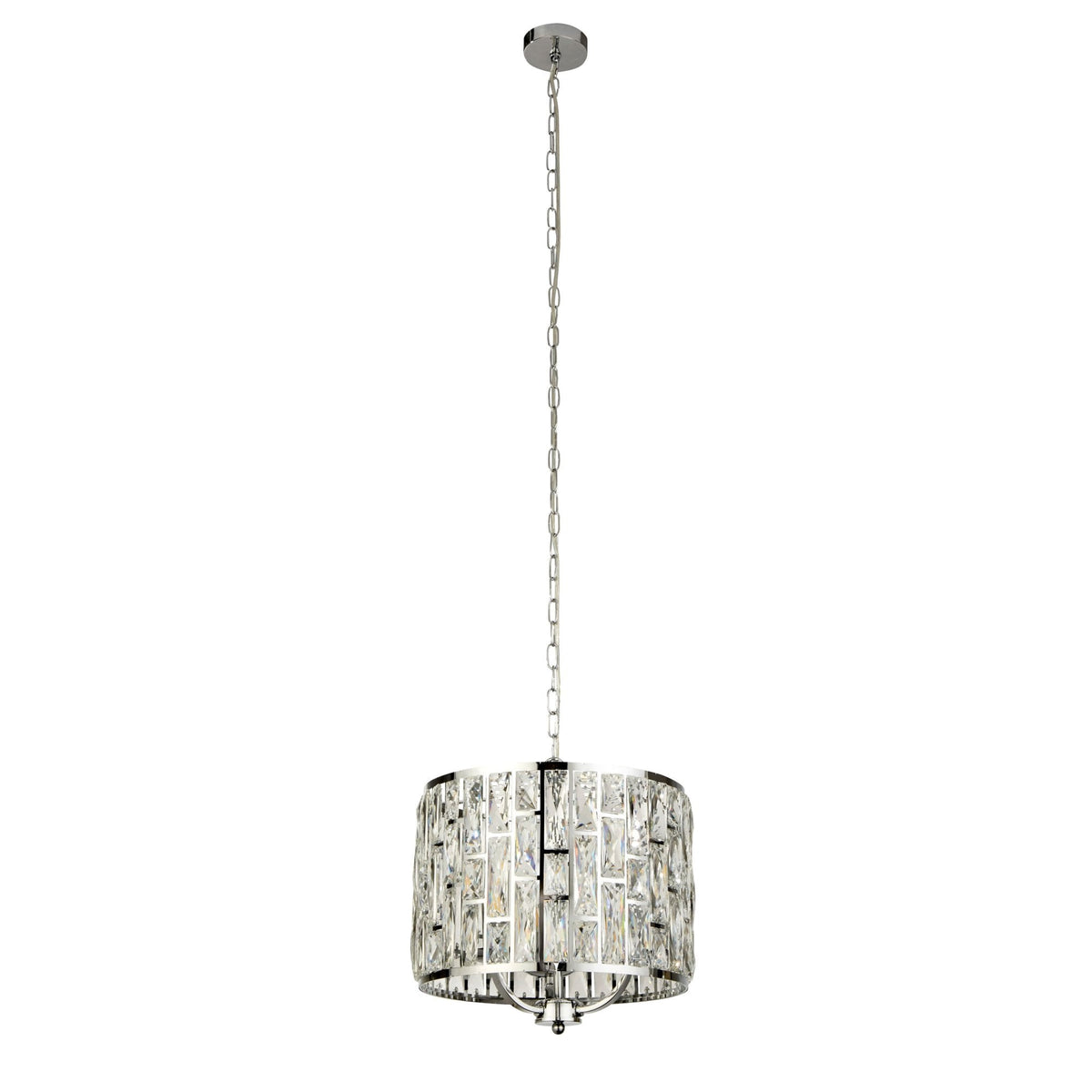 Bijou 3 Light Pendant In Polished Chrome With Clear Crystal Glass