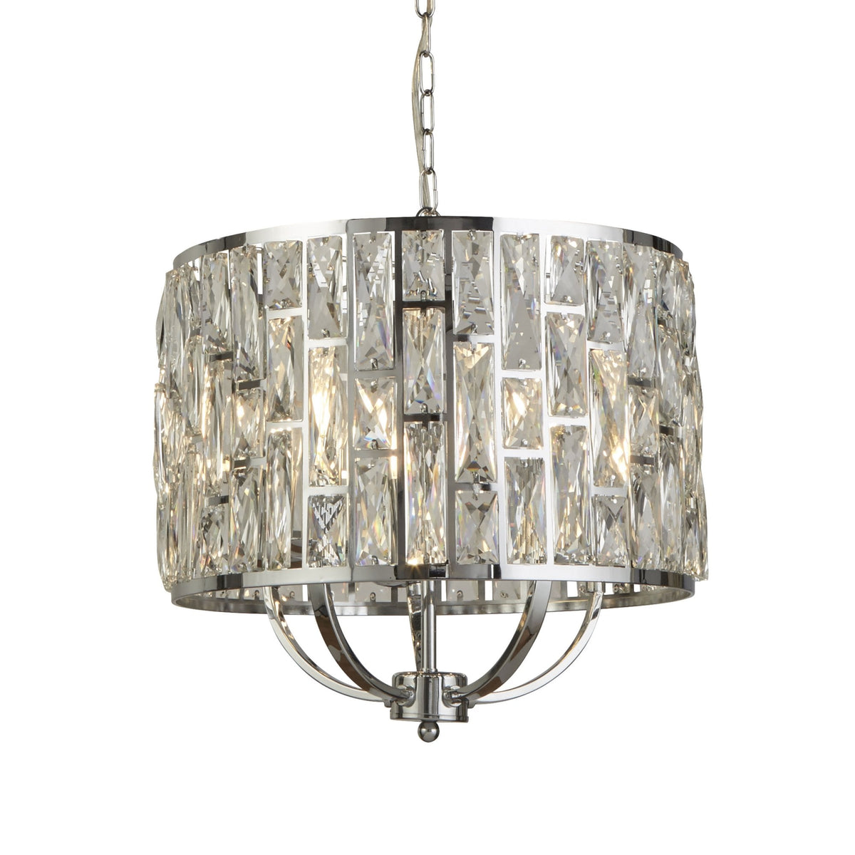 Bijou 5 Light Pendant In Polished Chrome With Clear Crystal Glass