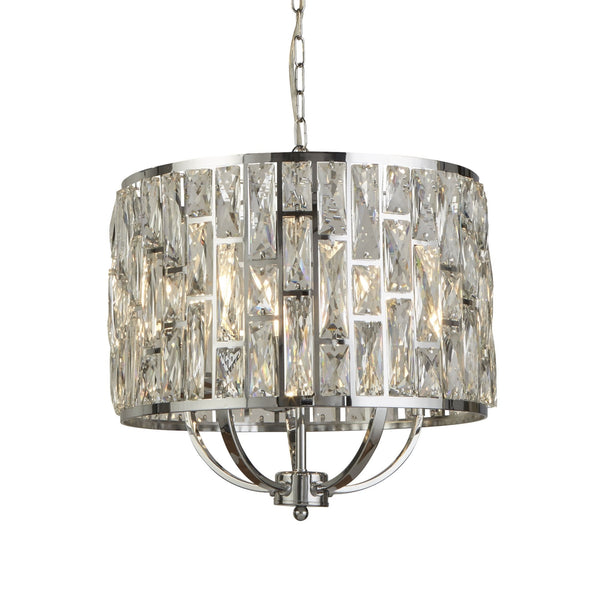 Bijou 5 Light Pendant In Polished Chrome With Clear Crystal Glass
