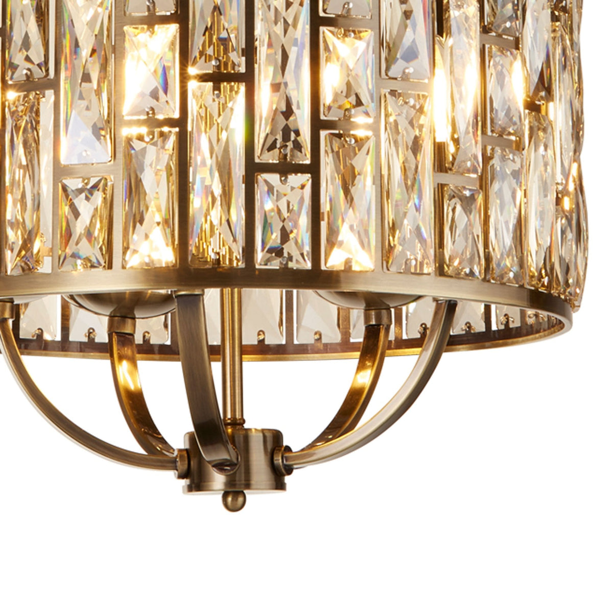 Bijou 5 Light Pendant In Antique Brass With Champagne Crystal Glass
