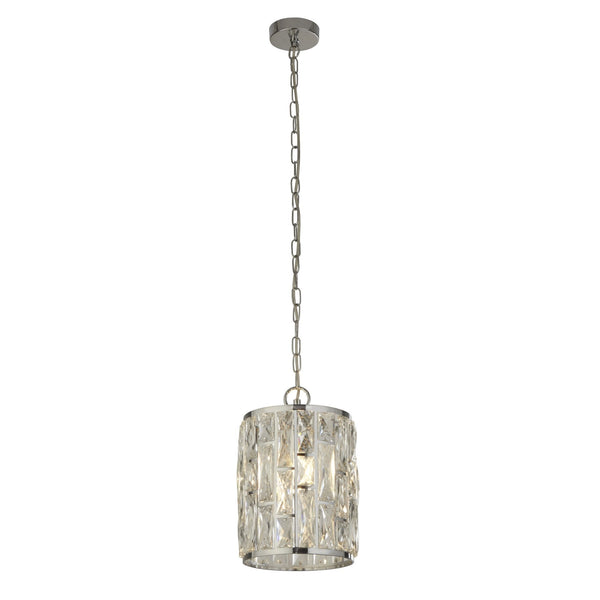 Bijou Single Pendant In Polished Chrome With Clear Crystal Glass