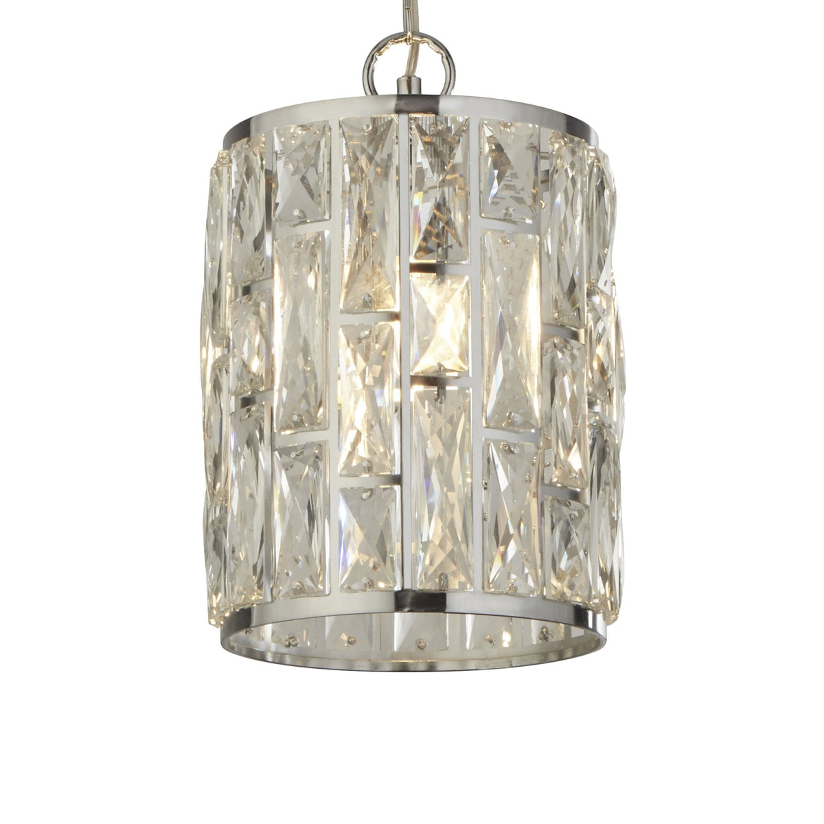 Bijou Single Pendant In Polished Chrome With Clear Crystal Glass