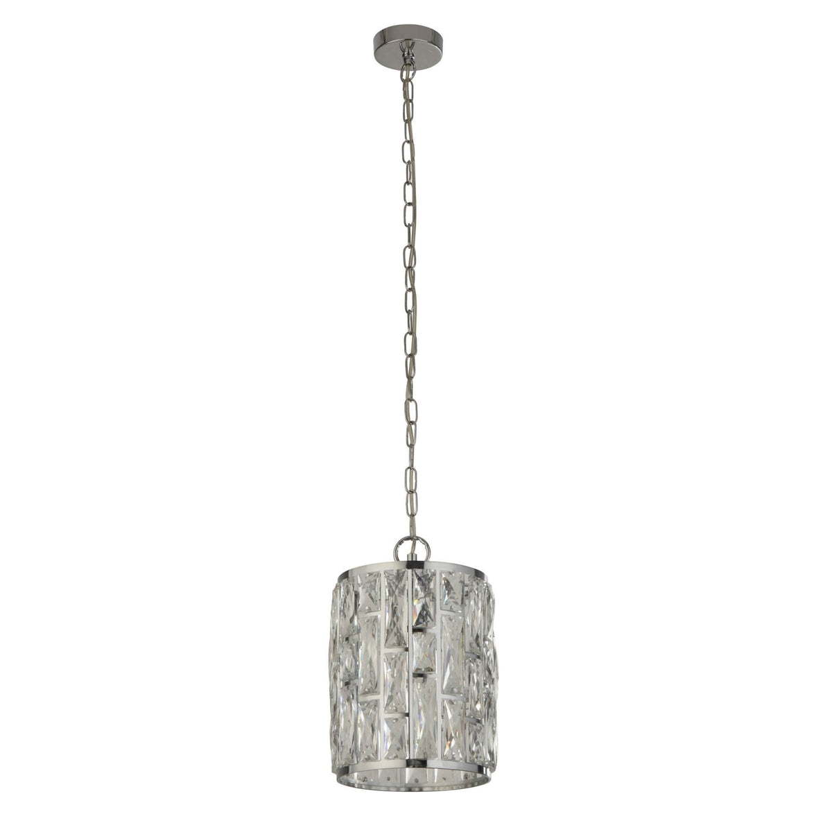 Bijou Single Pendant In Polished Chrome With Clear Crystal Glass
