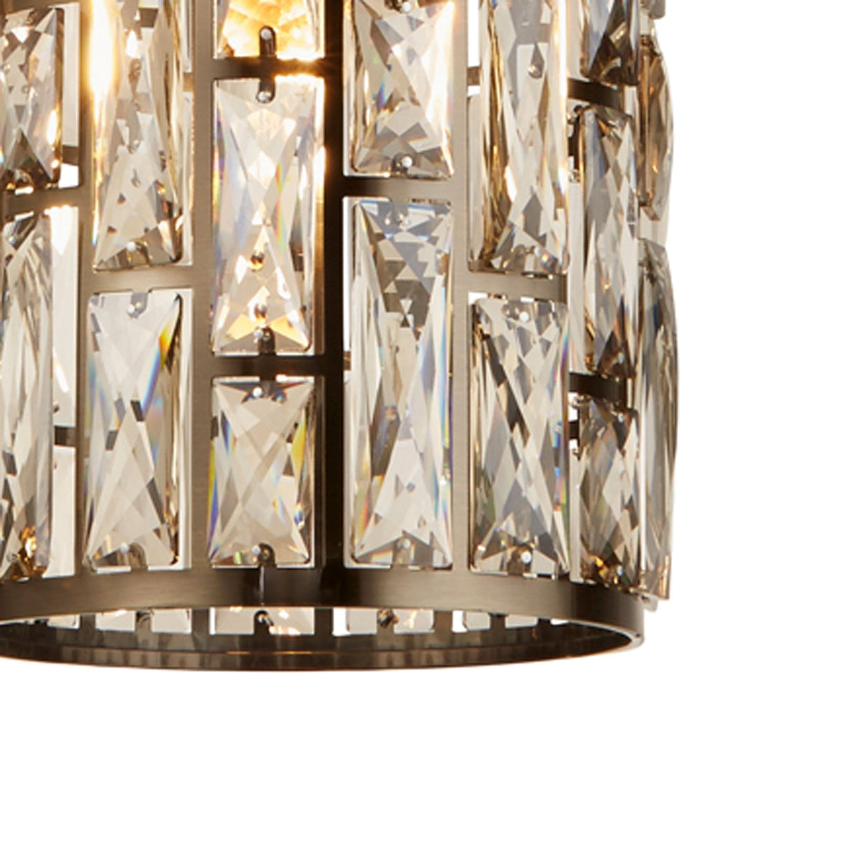 Bijou Single Pendant In Antique Brass With Champagne Crystal Glass