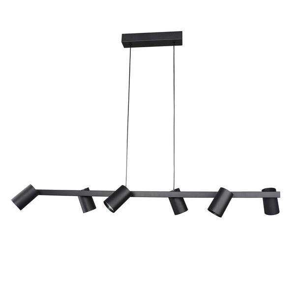 Sal Six Light Linear Pendant in Matt Black
