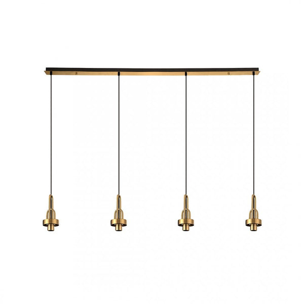 Atherington 4 Drop Linear E27 Suspension Kit in Polished Brass Gold & Matt Black