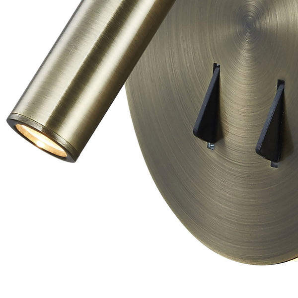Cayman LED Wall Reading Bedside Light in Antique Brass