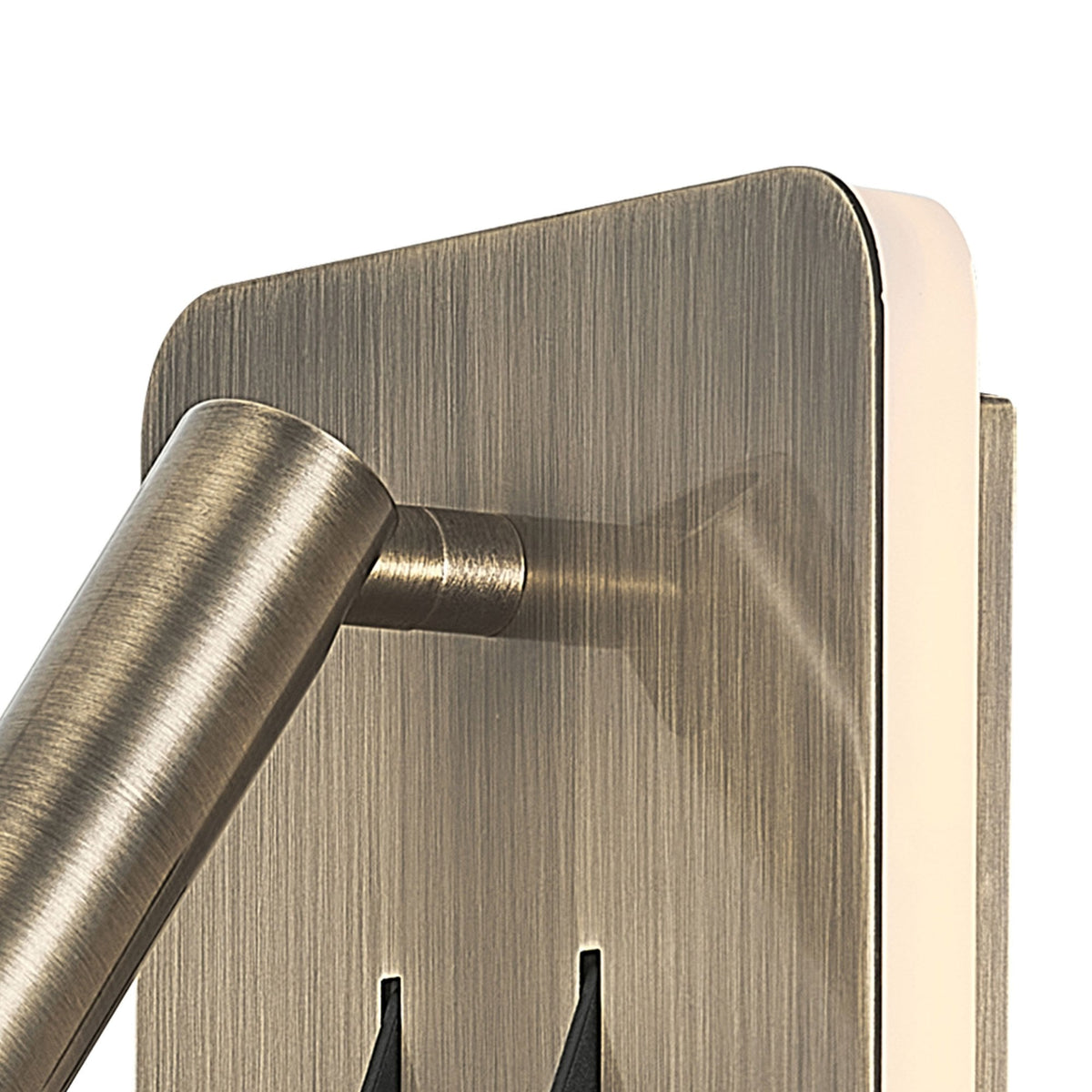 Cayman Square LED Wall Reading Bedside Light in Antique Brass