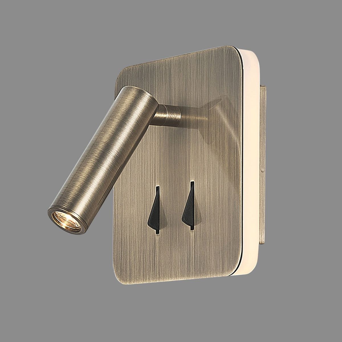 Cayman Square LED Wall Reading Bedside Light in Antique Brass