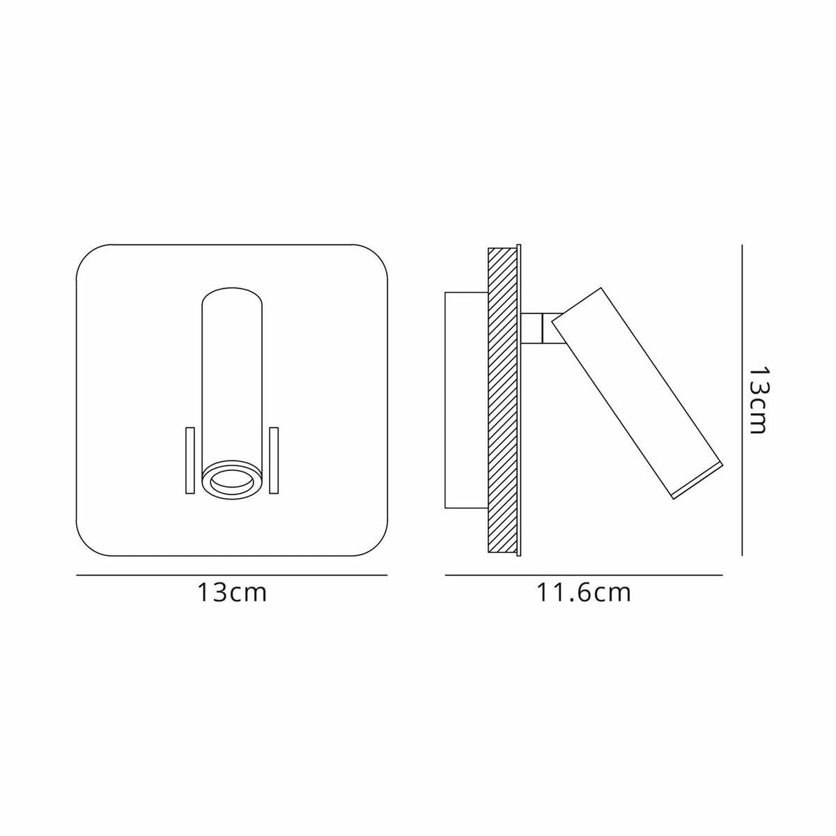 Cayman Square LED Wall Reading Bedside Light in Antique Brass