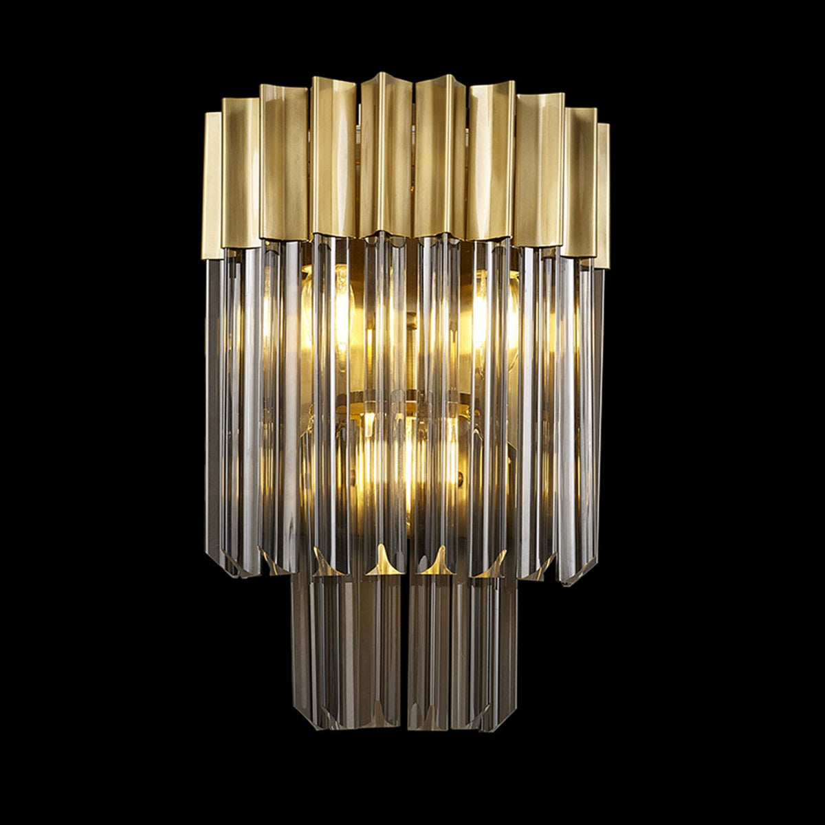 Kentisbeare Wall Light in Brass & Smoked Glass