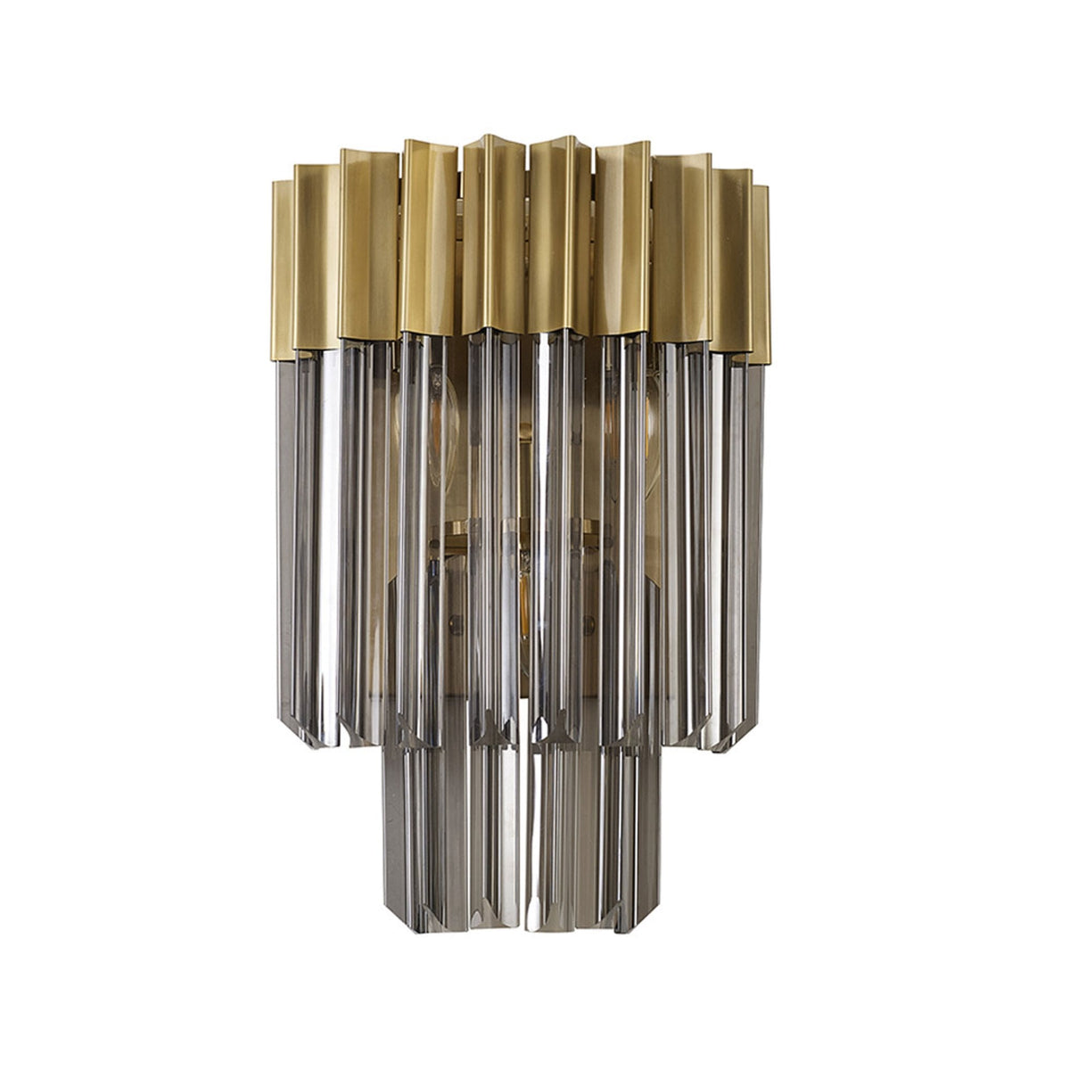 Kentisbeare Wall Light in Brass & Smoked Glass