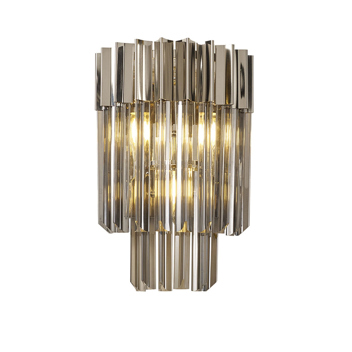 Kentisbeare Wall Light in Polished Nickel & Smoked Glass