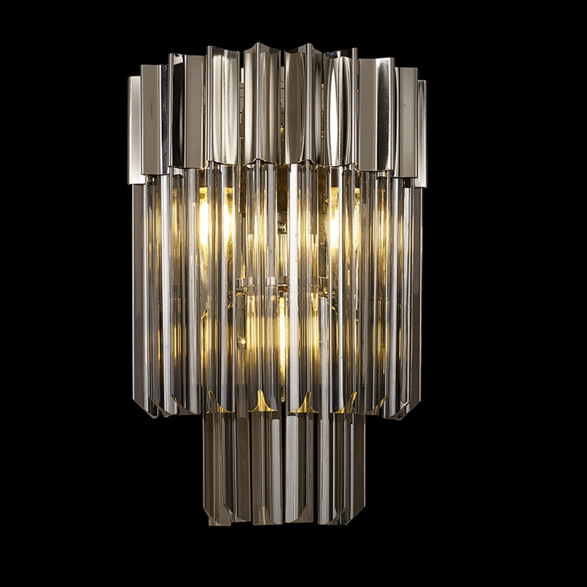 Kentisbeare Wall Light in Polished Nickel & Smoked Glass