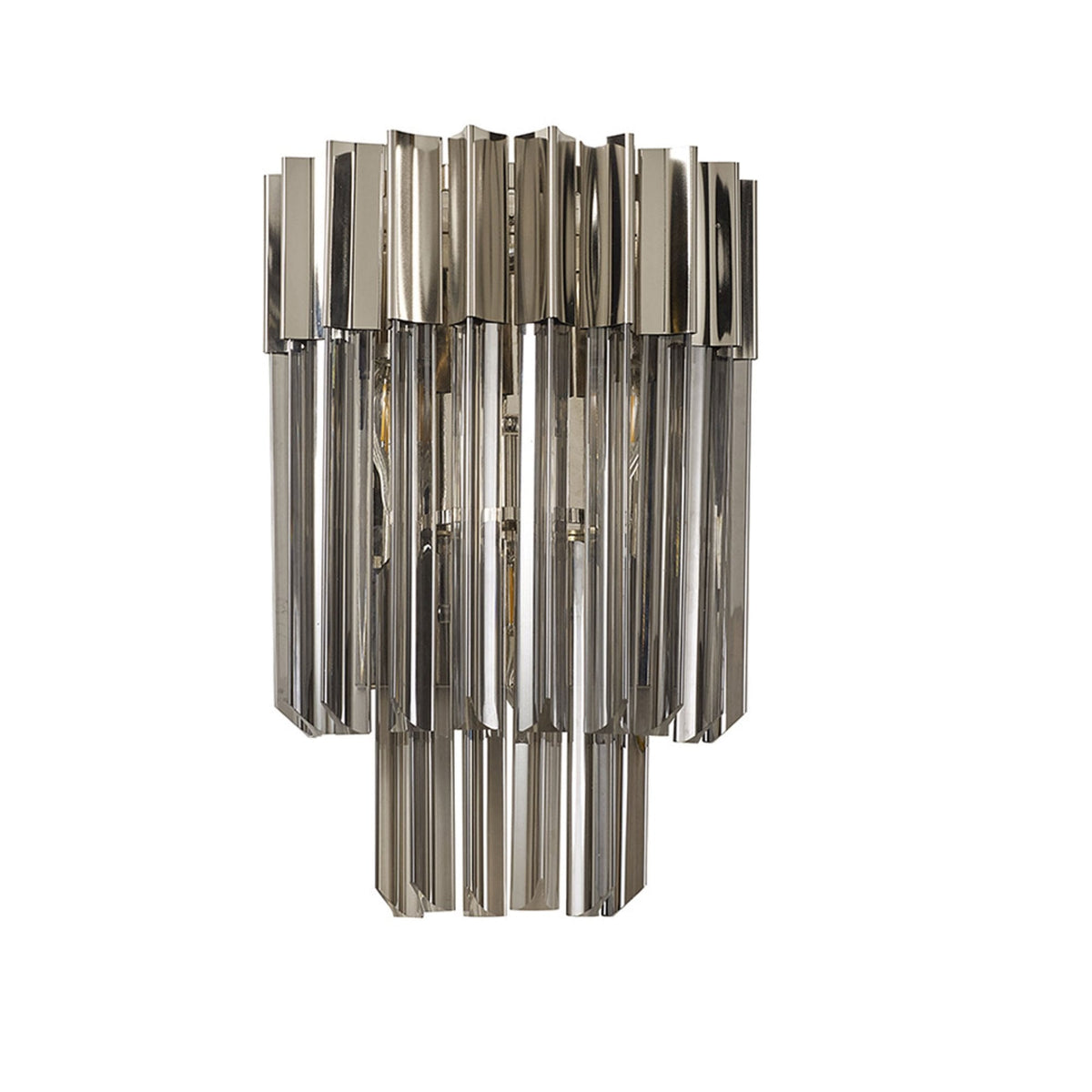 Kentisbeare Wall Light in Polished Nickel & Smoked Glass