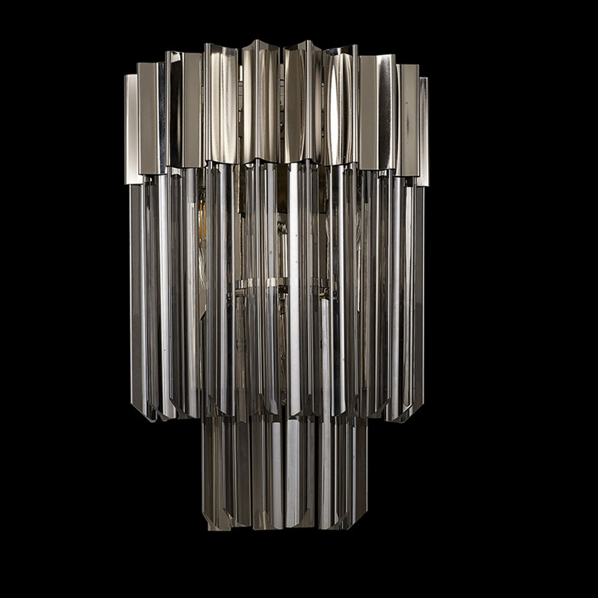 Kentisbeare Wall Light in Polished Nickel & Smoked Glass