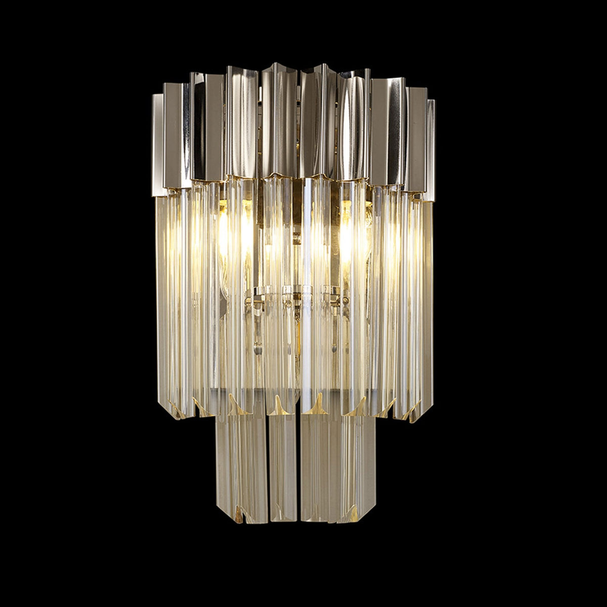 Kentisbeare Wall Light in Polished Nickel & Cognac Glass