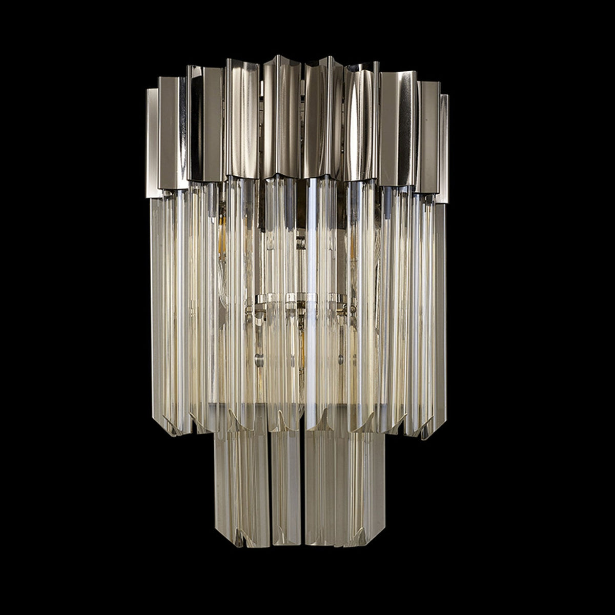 Kentisbeare Wall Light in Polished Nickel & Cognac Glass