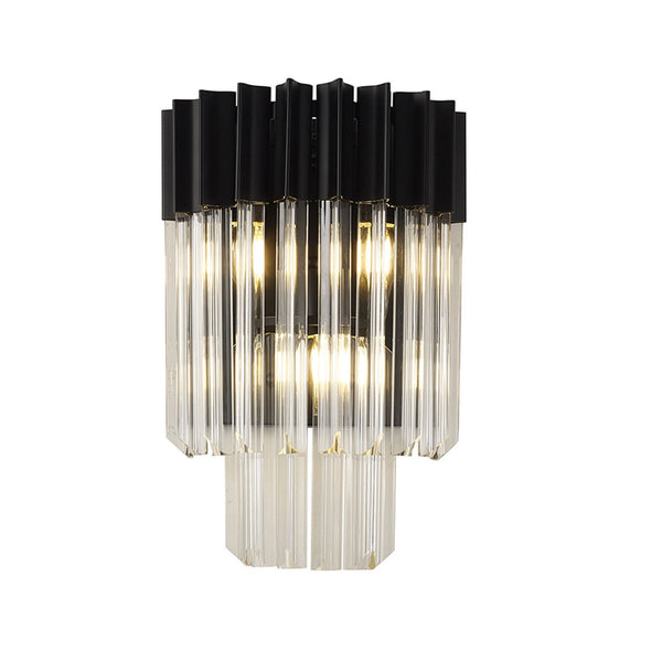 Kentisbeare Wall Light in Matt Black & Clear Glass